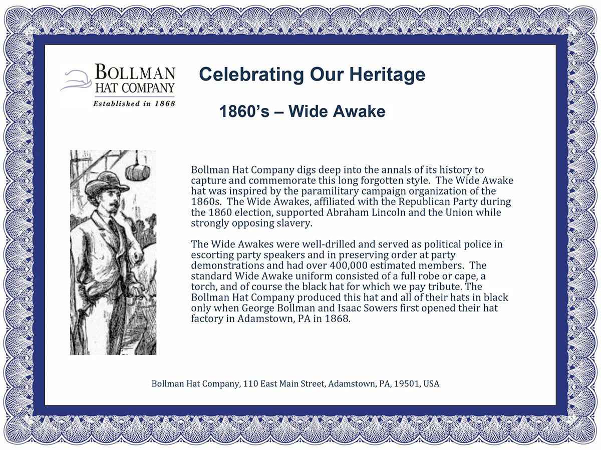 1860s Bollman Heritage Collection Wide Awake - Image 5