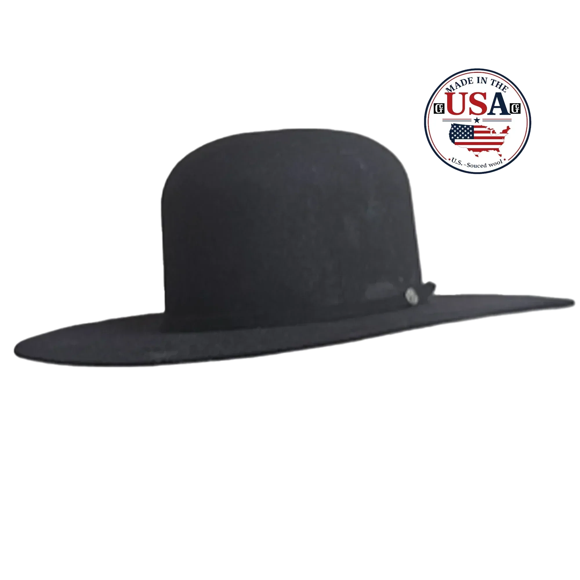 Open Crown Black 5X Wool USA Cowboy Hat