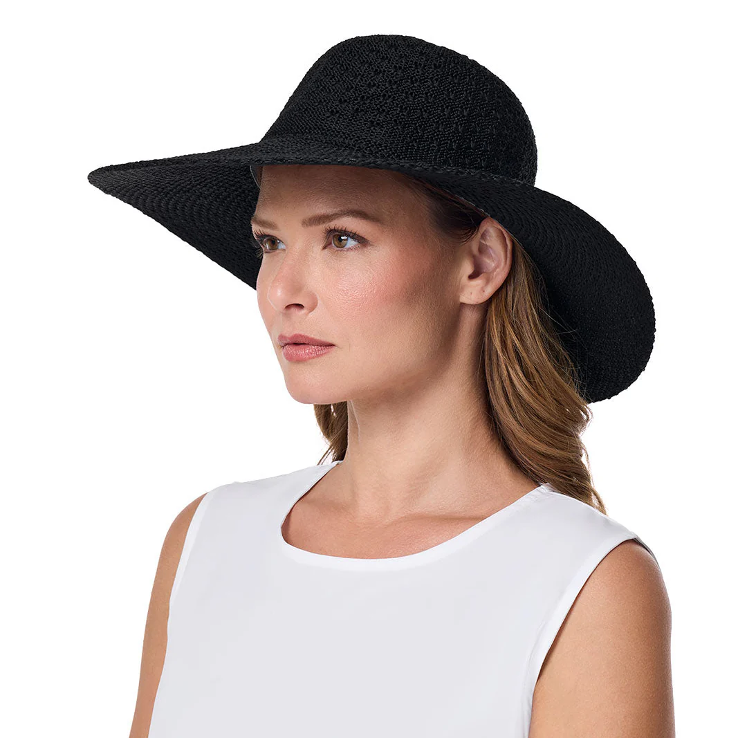 Perla Packable Wide Brim Hat | Black - Image 3