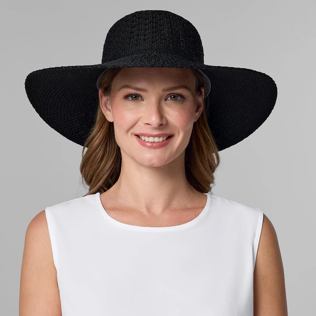 Perla Packable Wide Brim Hat | Black - Image 7