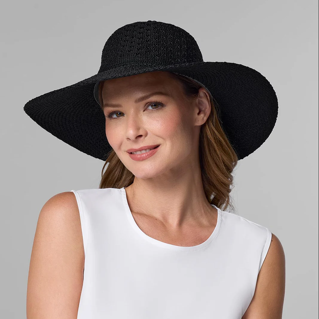 Perla Packable Wide Brim Hat | Black - Image 8