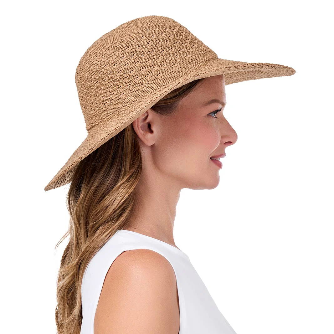 Perla Packable Wide Brim Hat | Tan - Image 5