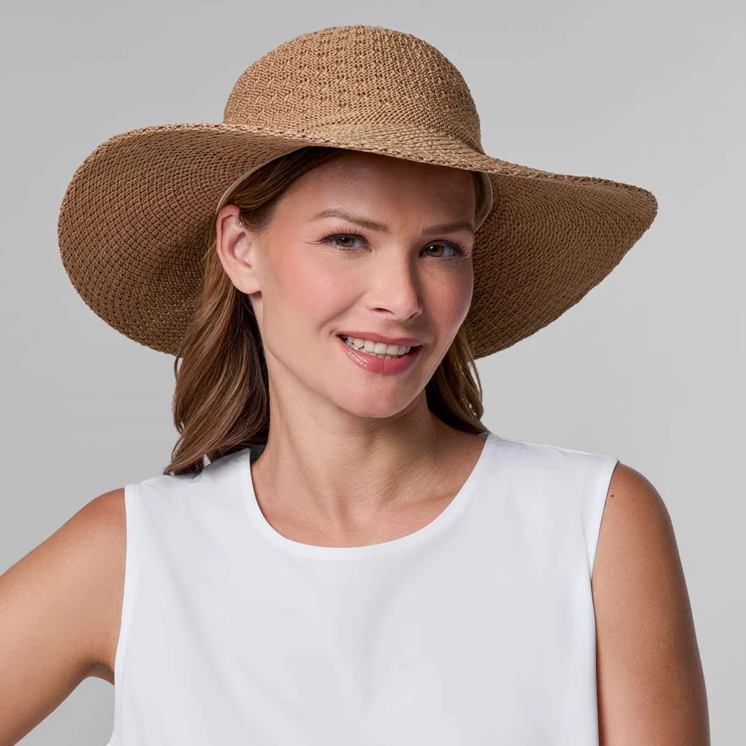 Perla Packable Wide Brim Hat | Tan - Image 6