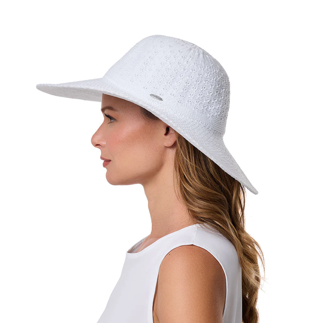 Perla Packable Wide Brim Hat | White - Image 3
