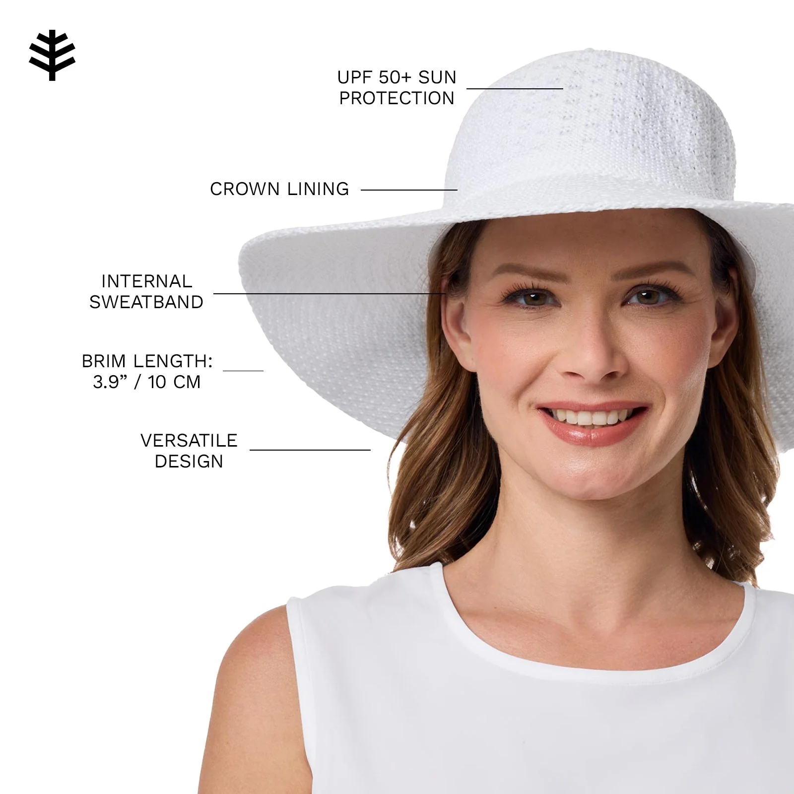 Perla Packable Wide Brim Hat | White - Image 5