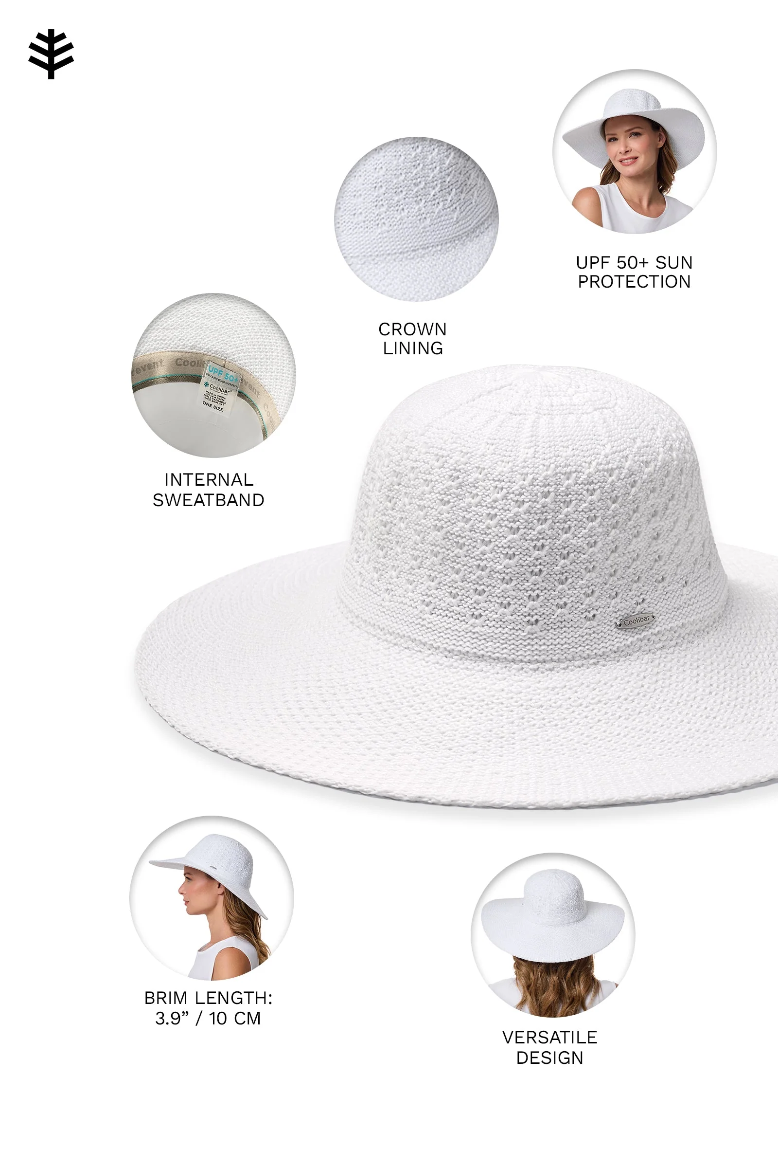 Perla Packable Wide Brim Hat | White - Image 7