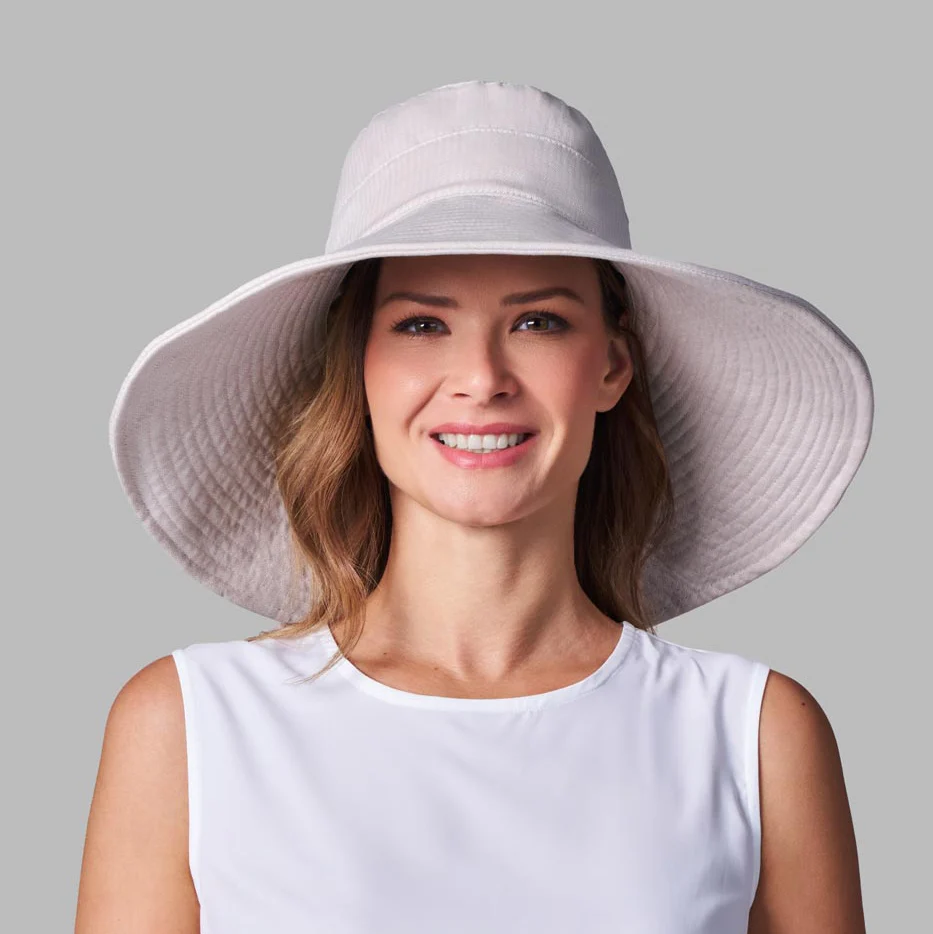 Women's Brittany Beach Hat | Natural Modern Herringbone