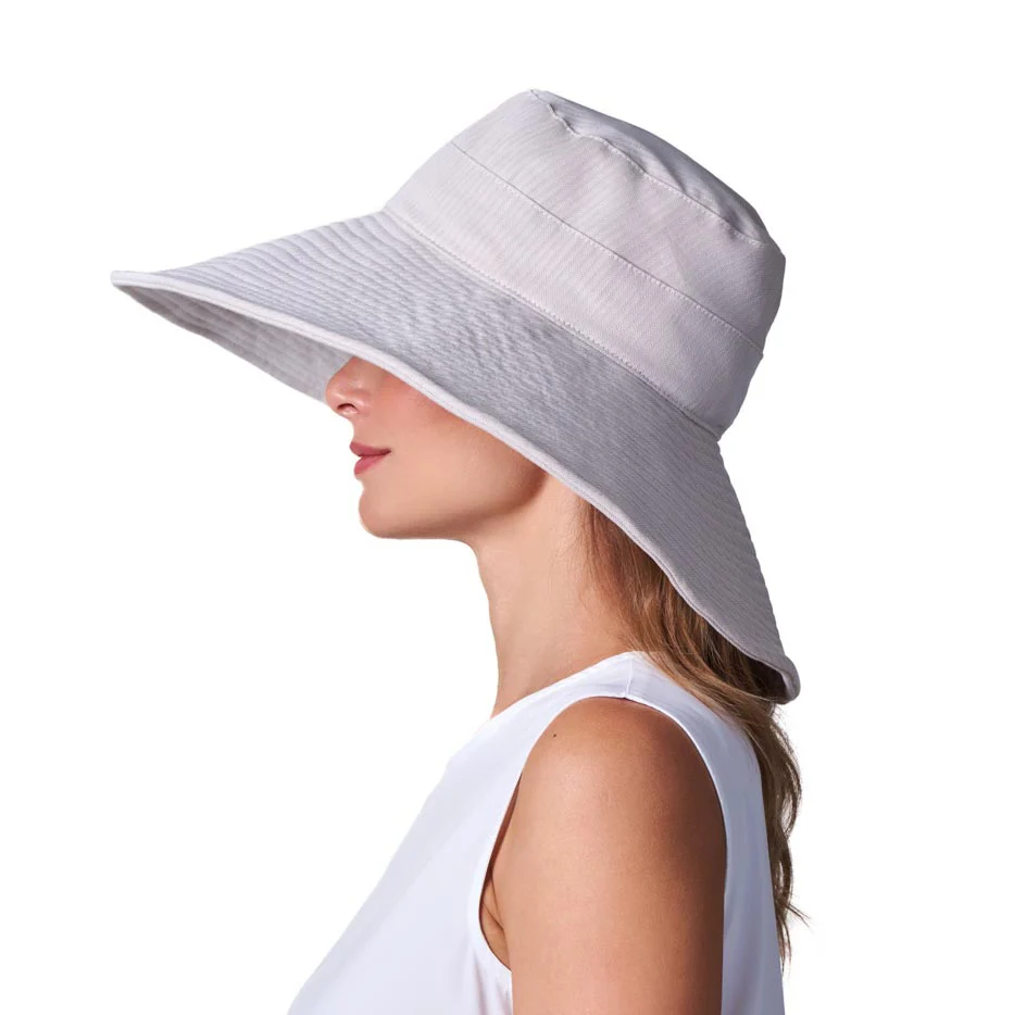 Women's Brittany Beach Hat | Natural Modern Herringbone - Image 4